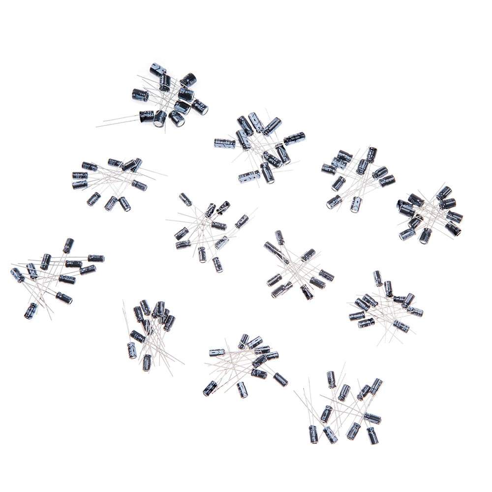 120PCS 12Values Electrolytic Capacitor Kit (0.22μF-470μF 16V-50V) for DIY Electronic Circuit Project 0.22uF 22uF 100uF 33uF 47uF
