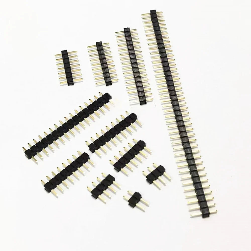 100pcs 2.54mm Short Low Profile L7.5/8.5/9.5/10.5mm 1x2/3/4/5/6P Straight Single Row 0.8U Gold PCB Connector Male Pin Header