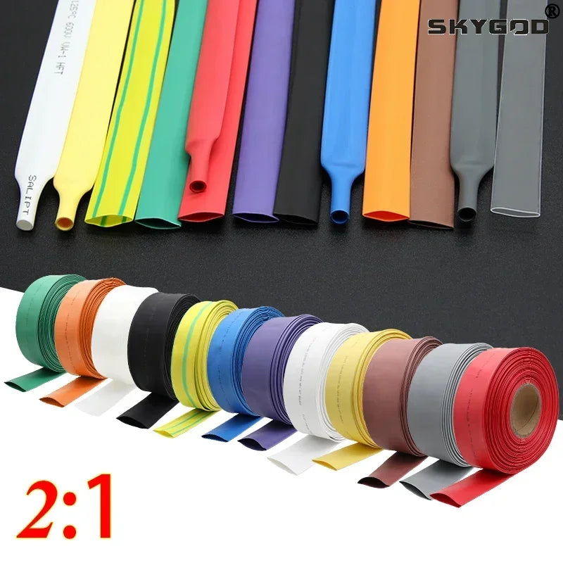 1M 2:1 Heat Shrink Tube Dia 7 8 10 12 14 15 16 18 20 22 25 28 30 35 40mm Wire Shrinkage Sleeving Wrap Kits Sell DIY Connector