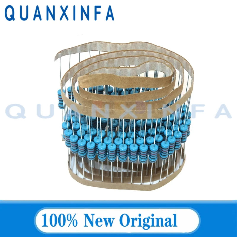20PCS Metal Film Resistor 1W 1% 10R 100R 220R 1K 1.5K 2.2K 4.7K 10K 22K 47K 100K 100 220 1K5 2K2 4K7 Ohm Resistance 0.1R-2.2M