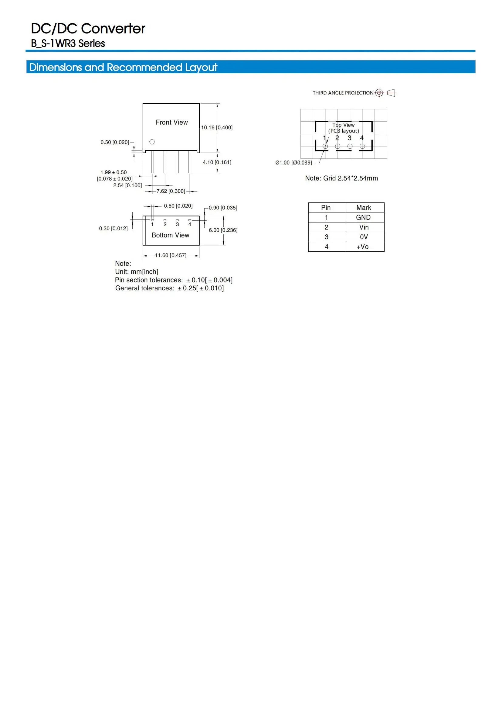 DC‑DC Converter With 1.5kV Input/Output Isolation, 5V To 5V Conversion, 1W Output Power, B0505S‑1WR3, Short‑Circuit Protection