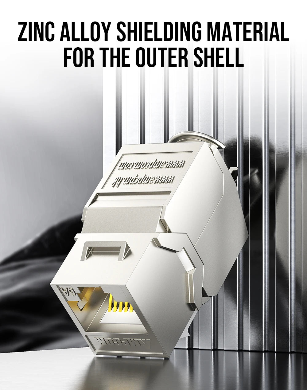 AMPCOM CAT7 RJ45 Keystone Jack, STP Shielded Tool Free Self-Locking CAT8 Cat6a Keystone Zinc Alloy RJ45 Module Coupler Adapter