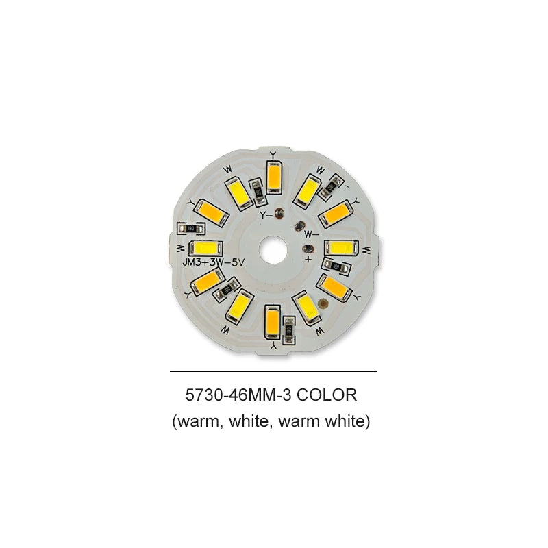 3/5/10PCS Round LED Light Board DC 5V 3W Low Voltage 5730 2835 SMD LEDs 3000K Warm or White 6000K Dimmable Bulb Lamp Panel