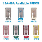10/14/16/28Pcs MCASE Fuse 15A 20A 25A 30A 40A 50A 60A 32V Mini Slotted Automotive Shaped Cartridge Kit With Plastic Shell Box