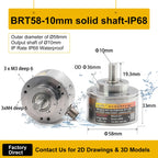 Briterencoder Single-turn Absolute Rotary Encoder SSI/RS485/Analog Output Waterproof, Power-Off Memory for Angle  & Speed