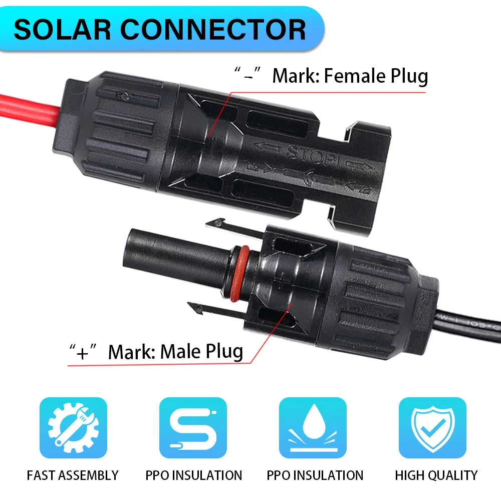 4 in 1 Solar Connector to XT60/DC5521/DC7909 Solar Panel Extension Cable Splitter 12AWG Power Cord Energy Storage Charging Cable