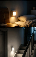 LED Motion Sensor Plug-In Night Light Warm/Cool White Dimmable 5 Brightness Levels for Hallway Stairway Bedroom 100-240V