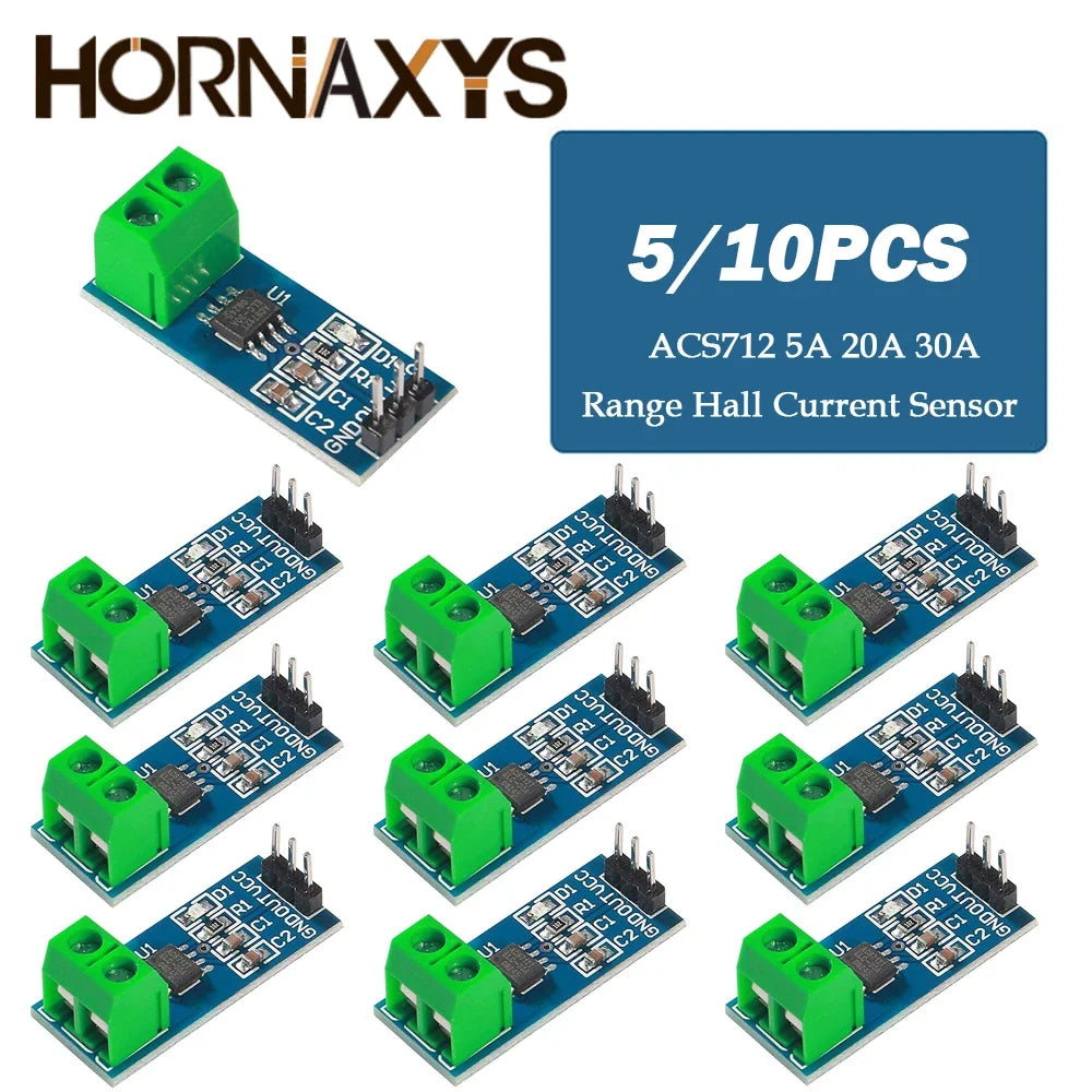 5/10 Uds ACS712 5A 20A 30A Módulo De Sensor De Corriente Hall De Rango Módulo De Sensores ACS712 Para Arduino Kit Electrónico