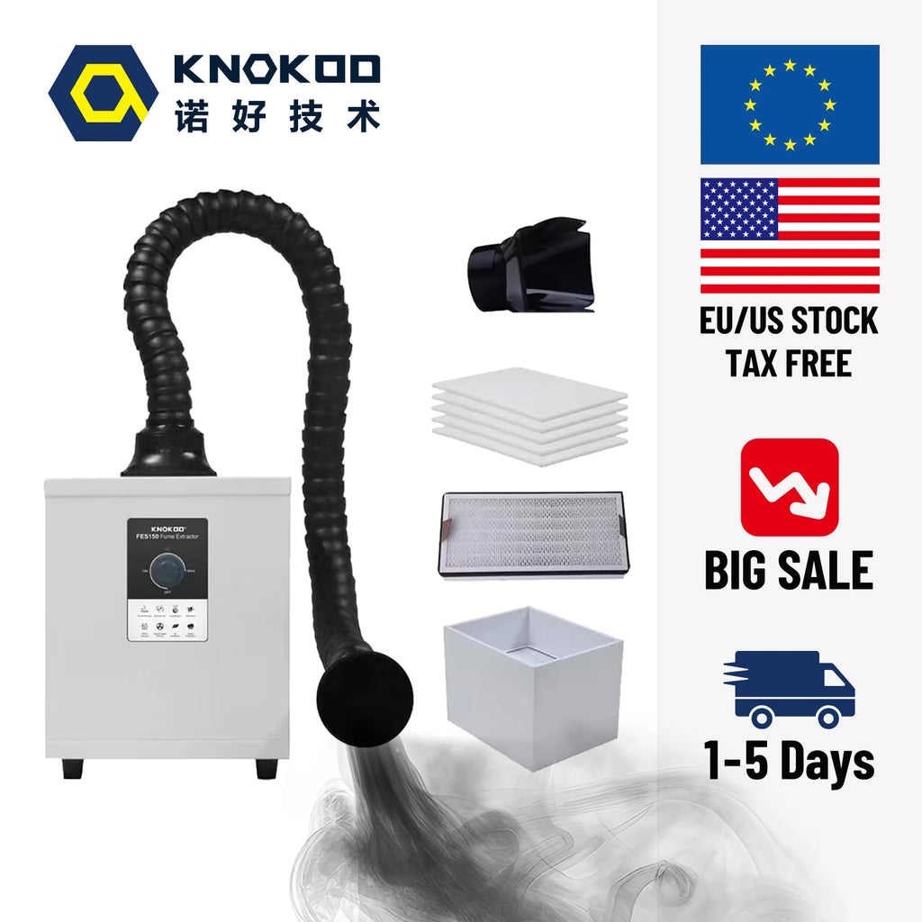 KNOKOO Soldering Fume Extractor FES150 Welding Smoke Absorber Air Purifier for Keratin Nail Salon Vacuum, Laser and 3D Printing