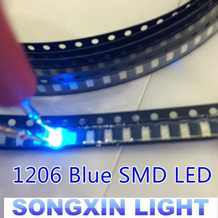 100PCS 1206 Blue Led Super Bright SMD LED diodes 3.2*1.6*0.8MM 460-470NM light-emitting diodes SMD 1206 LED Blue