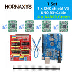 CNC Shield V3 Engraving Machine 3D Printe+ 4pcs DRV8825 Or A4988 Driver Expansion Board For Arduino + UNO R3 With USB Cable
