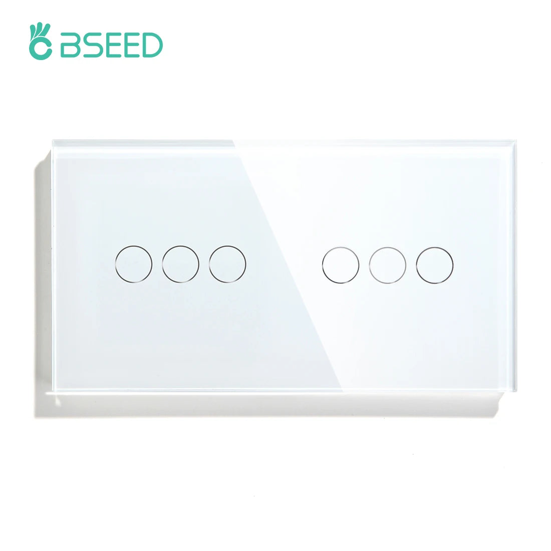 BSEED 1/2/3Gang Touch Switch Double Light Switch Triple Sensor Switch 1Way EU Standard Glass Panel Blue Back Light White Series