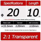 10 Meter/Lot Heat Shrink Tube 2:1 Clear Transparent Tubing Shrinkable Wrap 1mm - 60mm Cable Sleeve Wire