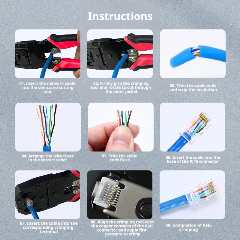 SAMZHE RJ45 Crimper Tools Crimping Pliers Ethernet Network Cable Crimper Cutter for 8P/6P/4P RJ45 RJ11 Precise Stripper Plier