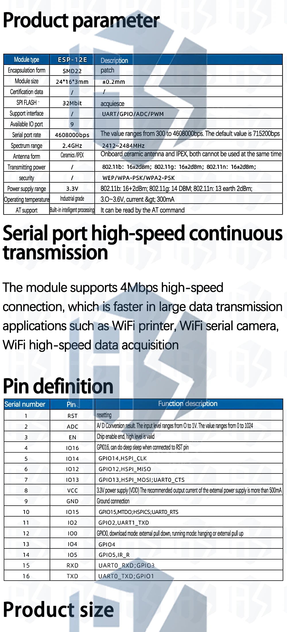 ESP8266 WiFi Wireless Transceiver Module ESP-01/ESP-01S/ESP-07/ESP-07S/ESP-12/ESP-12E/ESP-12F for Arduino DIY Projects