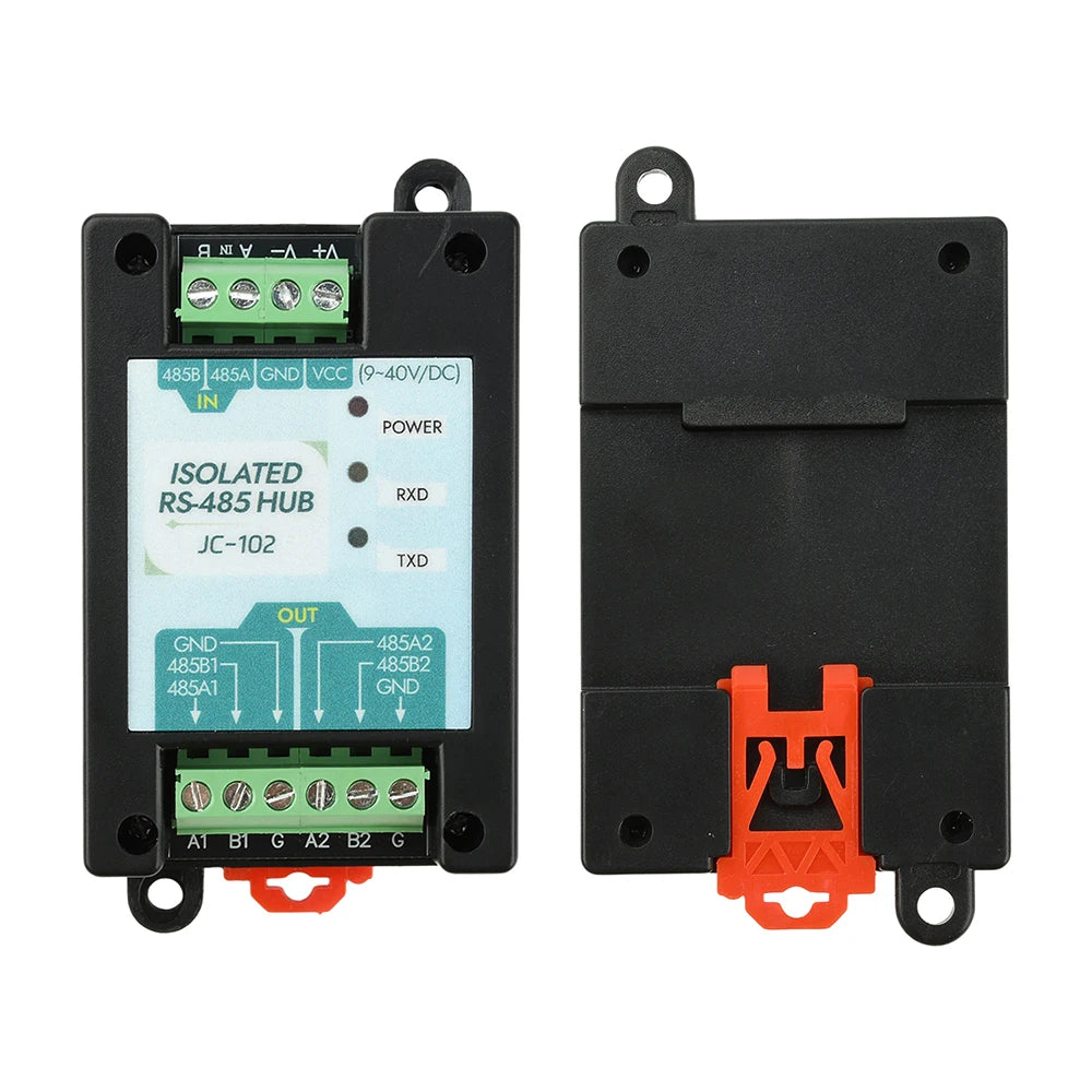 DC 9-40V RS485 2-Way Opto-Isolated Repeater Industrial-Grade 485 Hub 2-Port Anti-Interference Surge-Protected Signal Amplifier