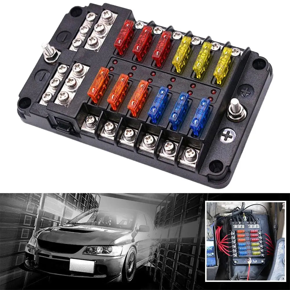 6/12 Way 12-24V Car Boat Fuse Blade Fuse Box Holder With Plastic Cover For Power Panel Board Camper Fuse