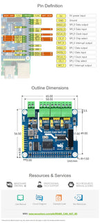 Waveshare Isolated RS485 CAN HAT (B) For Raspberry Pi, 2-Ch RS485 and 1-Ch CAN, Canbus, for Raspberry Pi 5/4B/3B