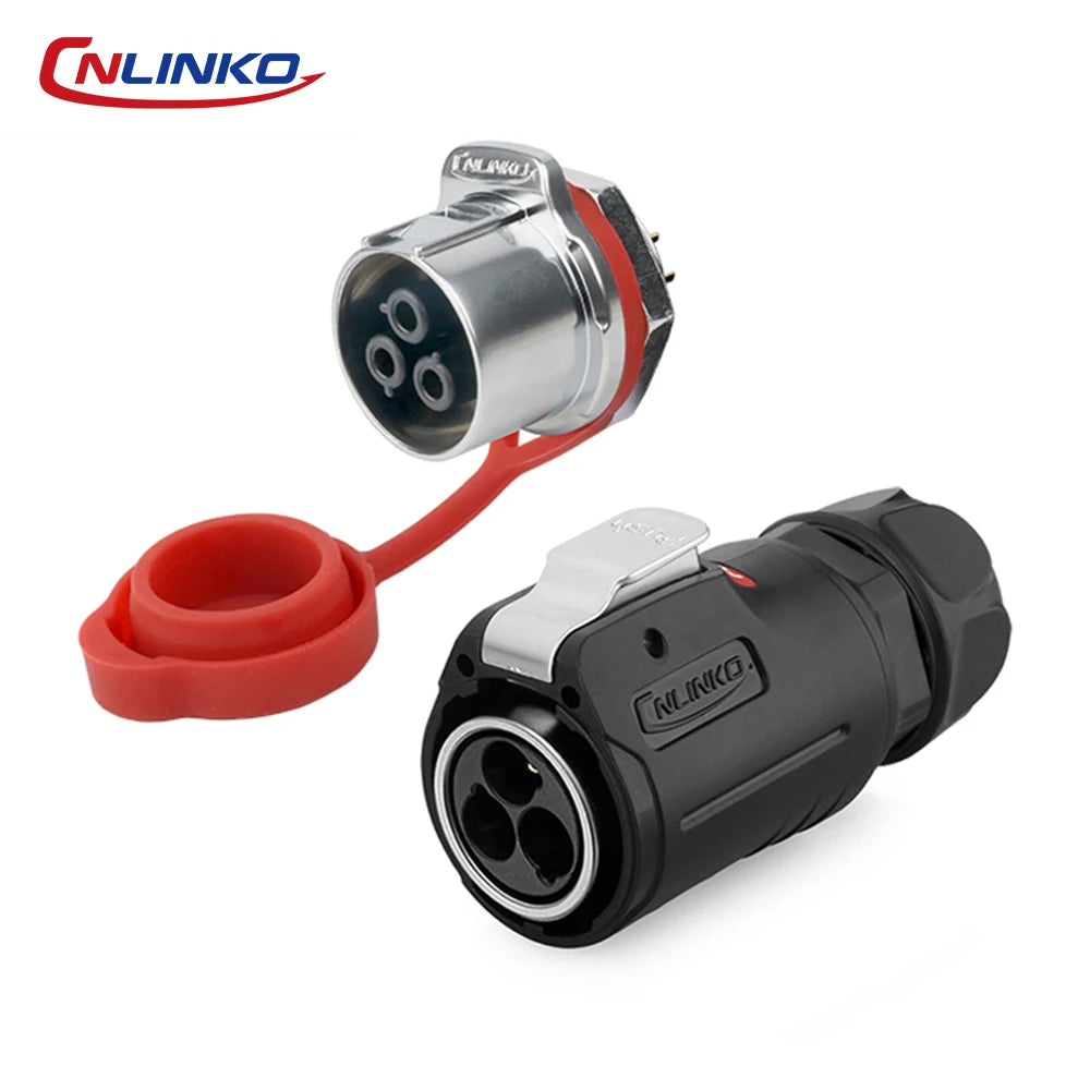CNLINKO M24 Industrial Power & Signal Connector 2-24 Pin 25A 500V Waterproof IP68 Semi-Metal Solder Type Single-Hole Mount