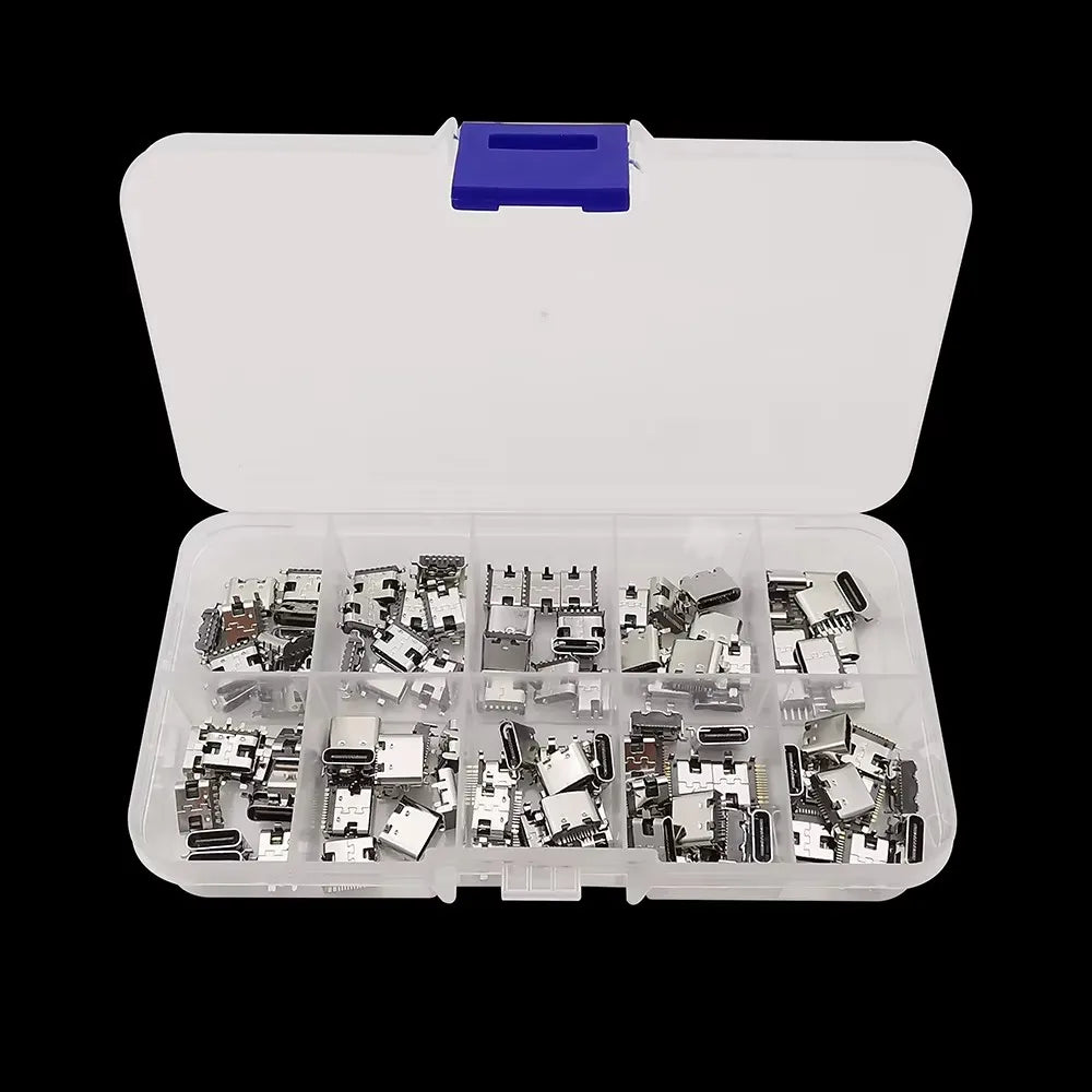 80/100/150Pcs/Box Type-C USB Connector Charging Port 2/6/16Pin SMD SMT PCB USB-C Socket For Phone and Digital Product Repair Kit