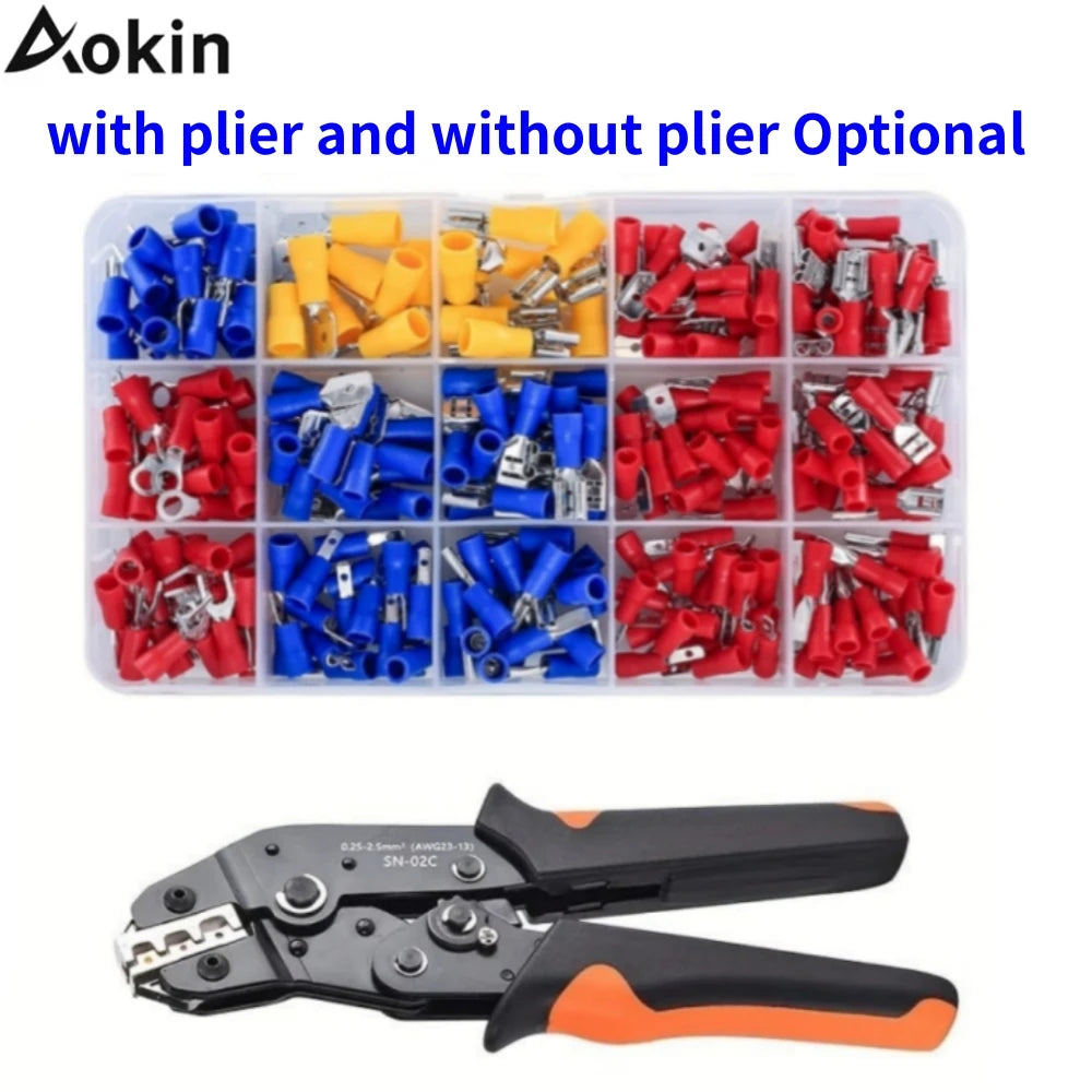 280PCS Wire Connectors, with/without SN-02C Plier (optional), Insulated Butt, Wire Terminal Butt Crimp AWG 23-13