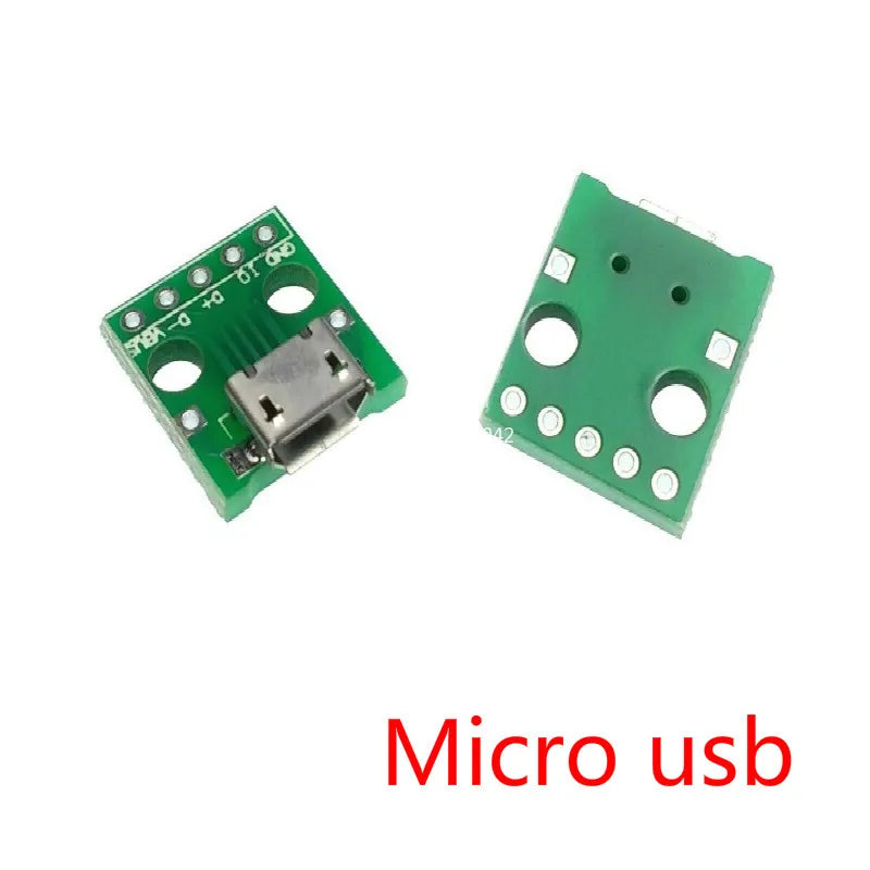 5Pcs USB Adapter PCB - DIY DIP Breadboard Modules - Type A (M / F) / B / Mini / Micro USB Connectors