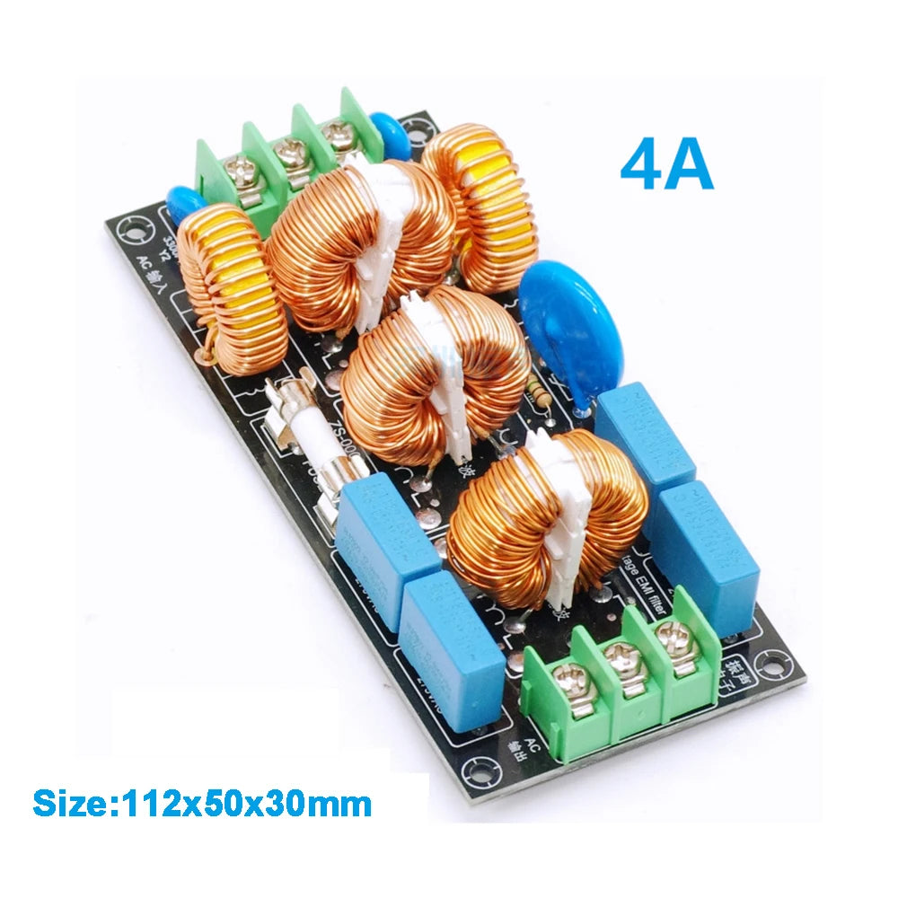 4A 8A 16A 4-Stage AC Power Supply EMI Filter 110V 220V Audio Electromagnetic Interference Filtering EMC Differential Common Mode
