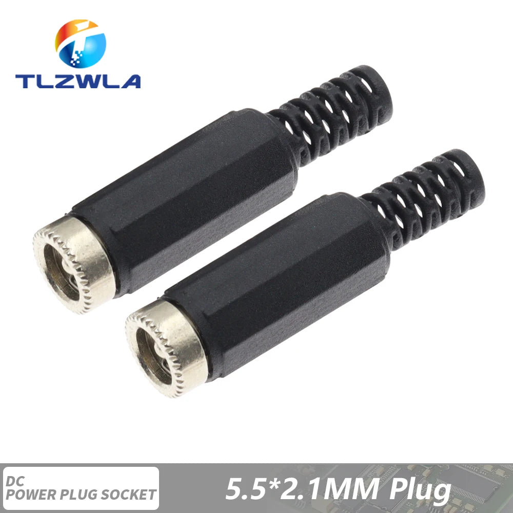 10Pcs DC Connectors 5.5x2.1mm 3.5x1.3mm DC Power Plug Male Female Jack Socket Nut Panel Mount DC Power Adapter Connector 5.5*2.1