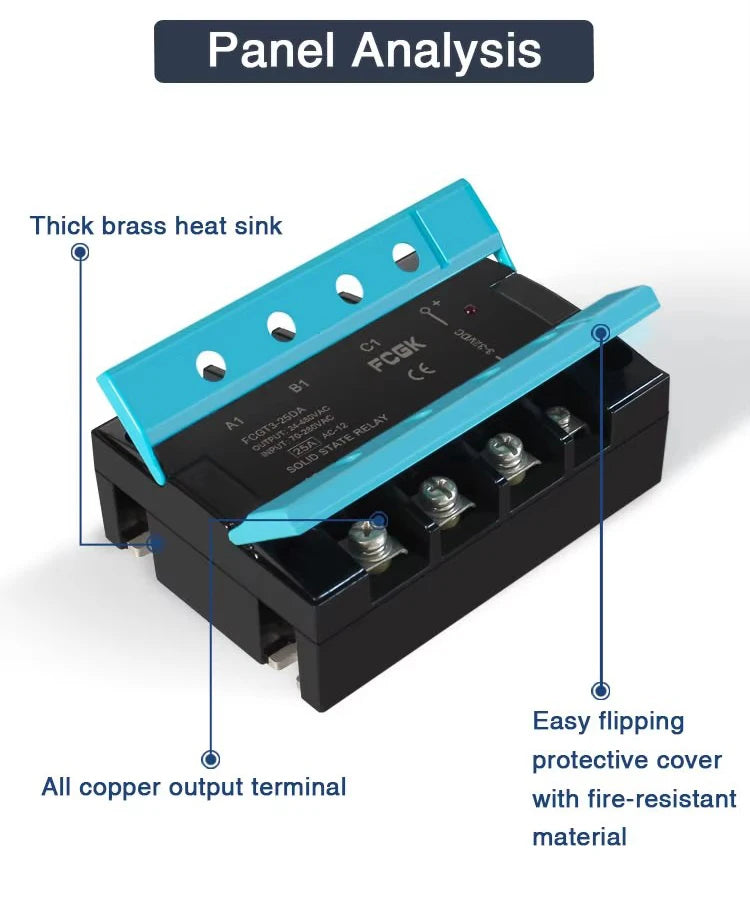 DA Three Phase Solid State Relay  25A 40A 100A DC TO AC 3 Phase SSR 3-32V DC Control 24-480V