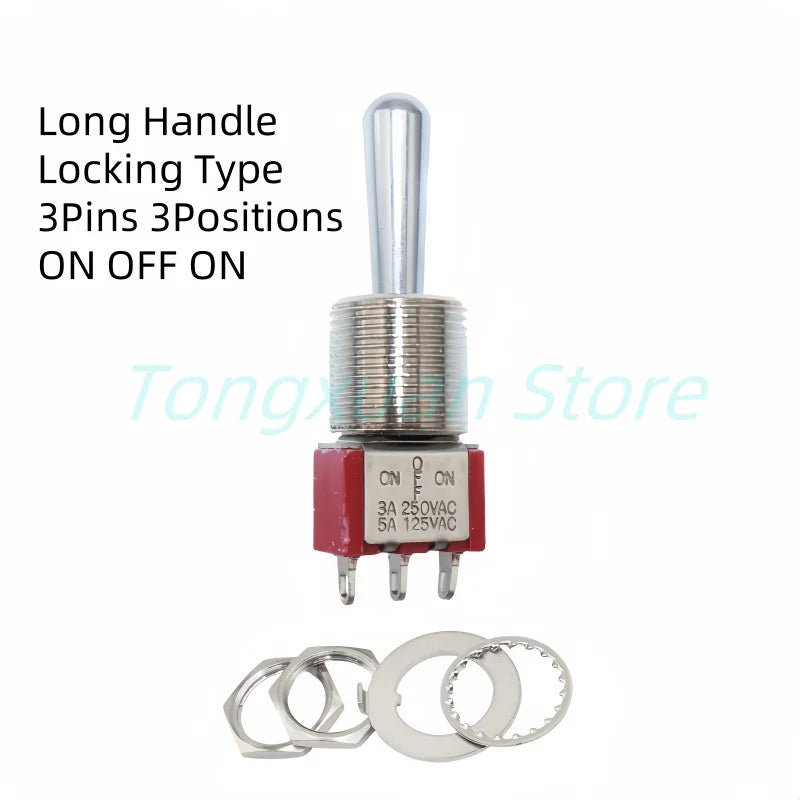 1pc SH T8013-Z1 12mm ON-OFF-ON SPDT DPDT 3/6/12PinS 2/3Position Maintained Toggle Switch Large Long Handle 3A 250VAC/5A 125VAC