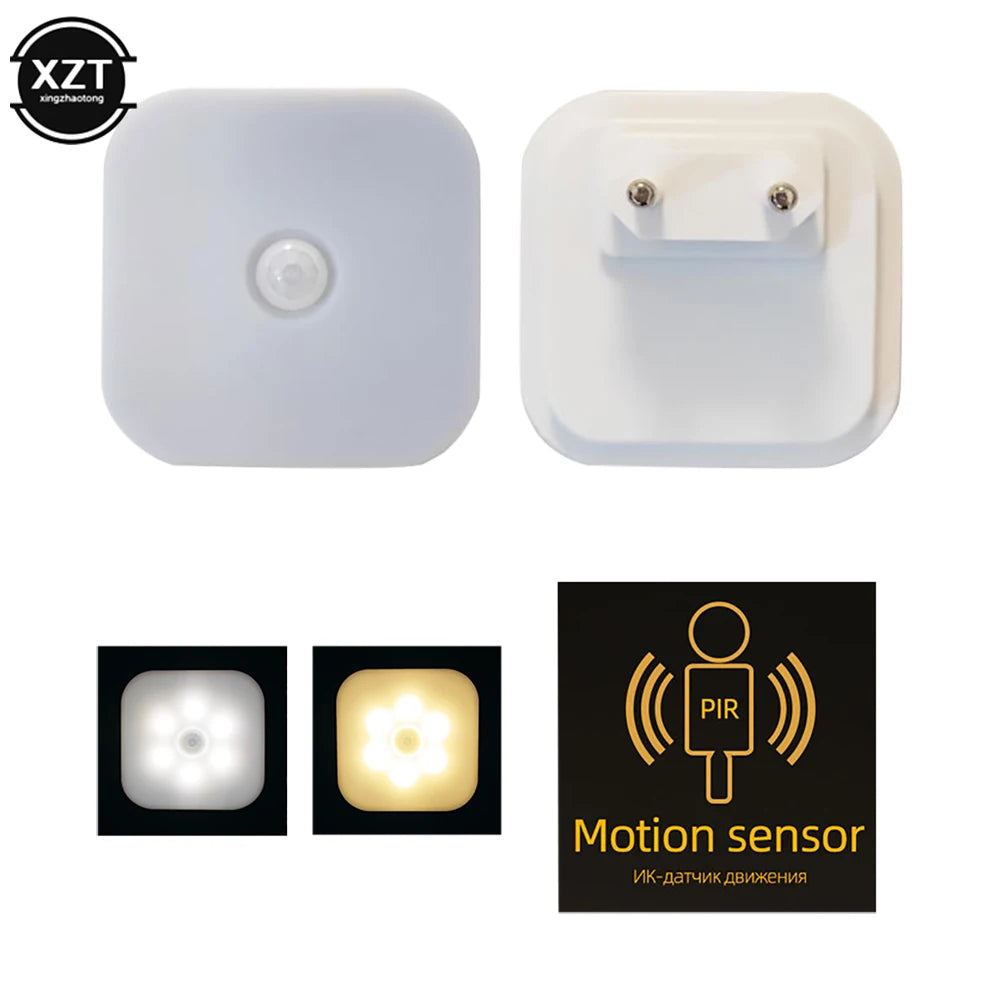 Motion Sensor LED Night Lights US/EU Plug Dimmable Cabinet Light For Baby Bedside Bedroom Corridor Wireless Lamp Lighting Small