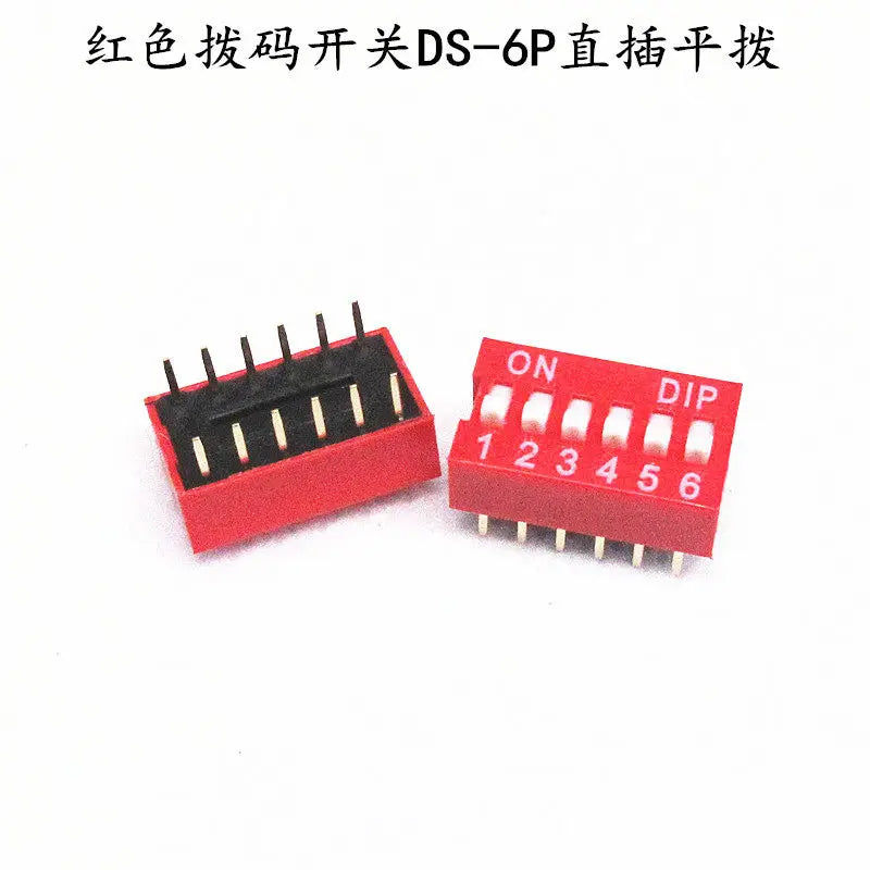 10PCS Red and blue dip switch 1 2 3 4 5 6 7 8 9 10 12PIN toggle switch spacing 2.54mm feet