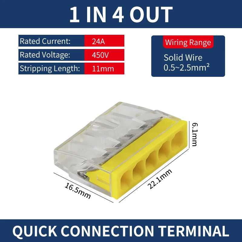 50Pcs Mini Quick Push in Connectors Hard Stainless Easy Electrical Splicing Terminal Blocks 2 3 4 5 6 8 Ports