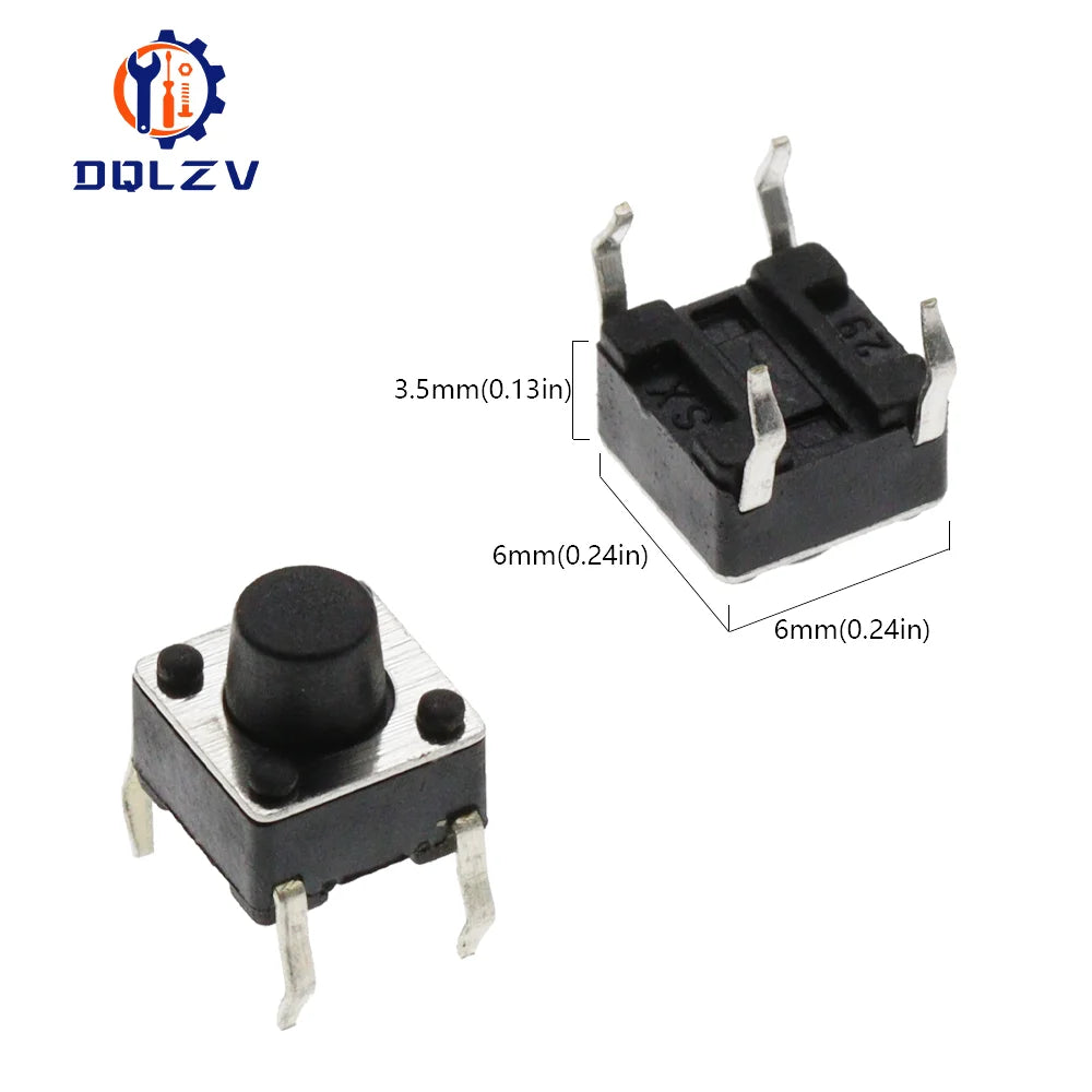 4Pin 6*6 Micro Tact Push Button Switches DIP 6x6x4.3/5/6/7/8/9/10/11/12/13/14/15 MM 4.3mm 5mm 6mm 7mm 8mm 9mm 10mm 11mm