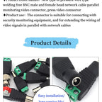 2PCS DC 12V Male Female BNC Connectors 5.5*2.1mm/2.5mm Welding-Free Power DC Plug Adapter Jack Sockets For LED Strip CCTV Camera