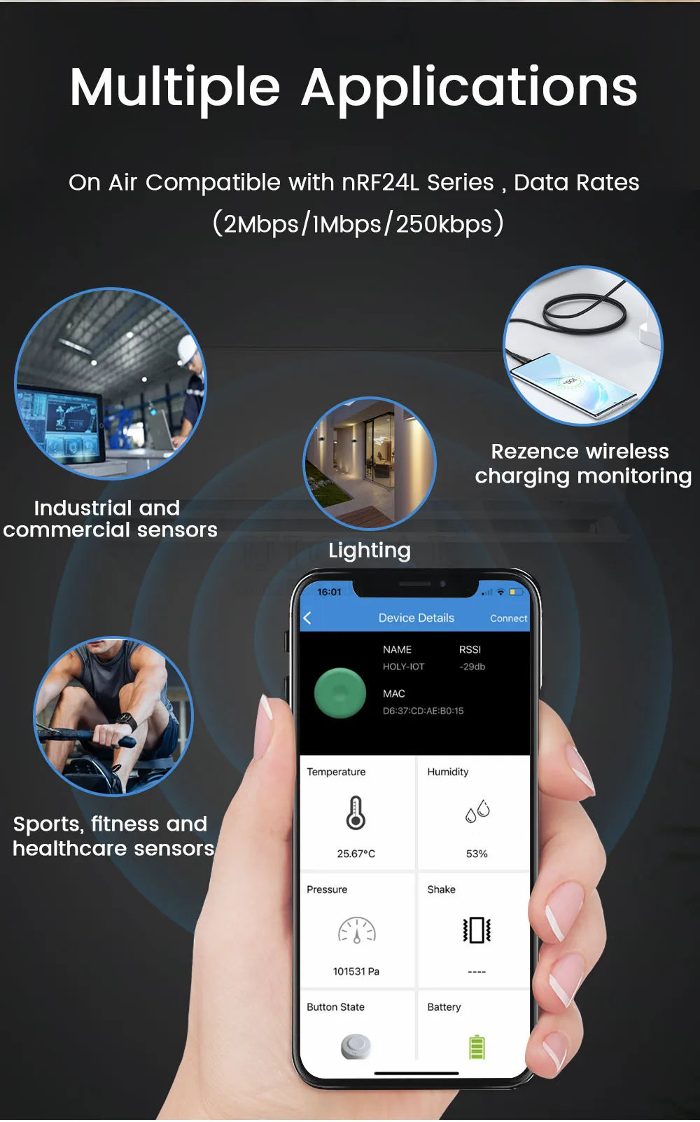 NRF51822 Beacon BLE4.2 4.0 Bluetooth Module Indoor Positioning Waterproof Long Range Programmable Tracker for IBeacon with Batte