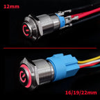 12 16 19 22 mm Metal Push Button Switch with Wire On Off PC Power High Head 12v for Car Momentary Latching Fixed Blue 5V 220V