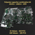 180/620PCS 100V Polyester capacitor combination kit 2A102J~2A822J Set of capacitors set 31/10values Polyester Film Capacitor