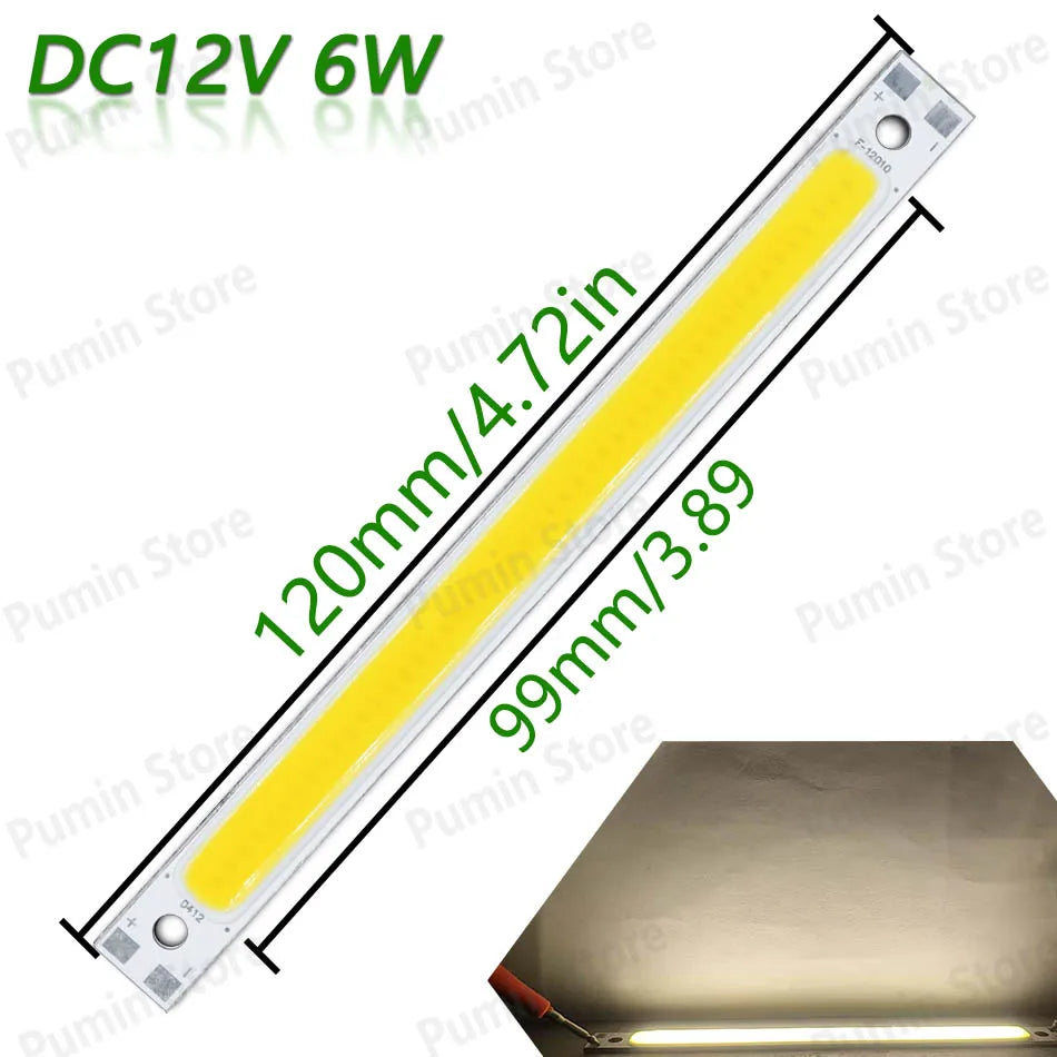 5pcs 12V COB LED Strip Light Bulb 120mm LED Chip Red Blue White Green Yellow For DIY Reading Light Staircase Kitchen Work Light