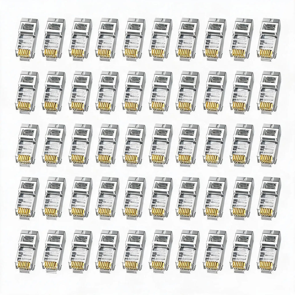 10/50/100Pcs Pass Through RJ45 Cat6 Shielded Connectors Crystal End Gold-Plated 8P8C Crimp UTP Ethernet Modular Plug
