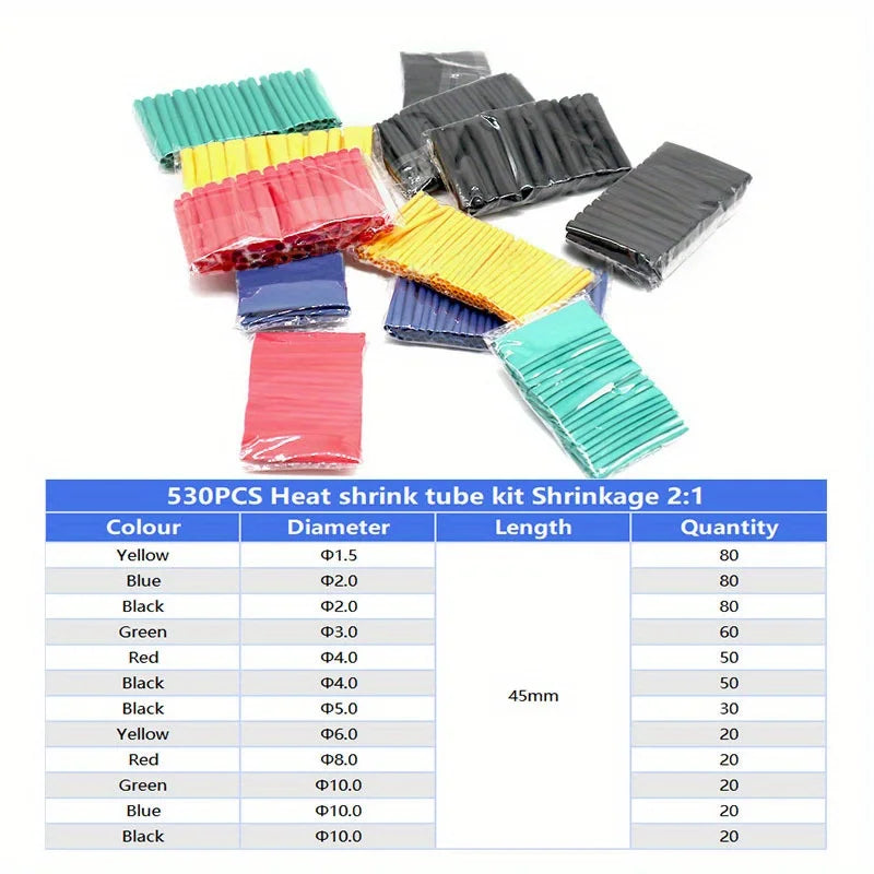 Heat Shrink Wrapping Tube Kit 2:1 Insulation Sleeves for Electrical Cables Wire Connector and DIY Projects