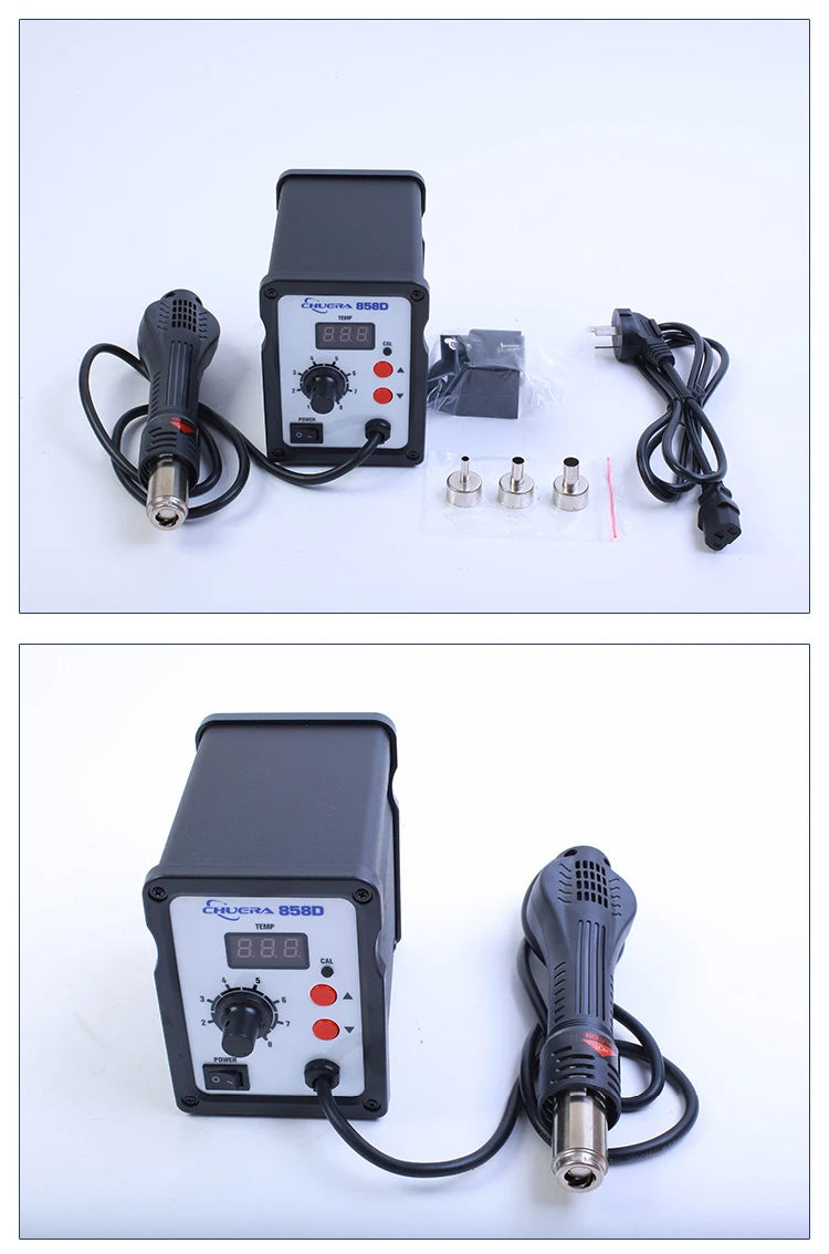 858D SMD Rework Station Hot Air Gun Digital Temperature Controlled Hot Air Solder Soldering Stations