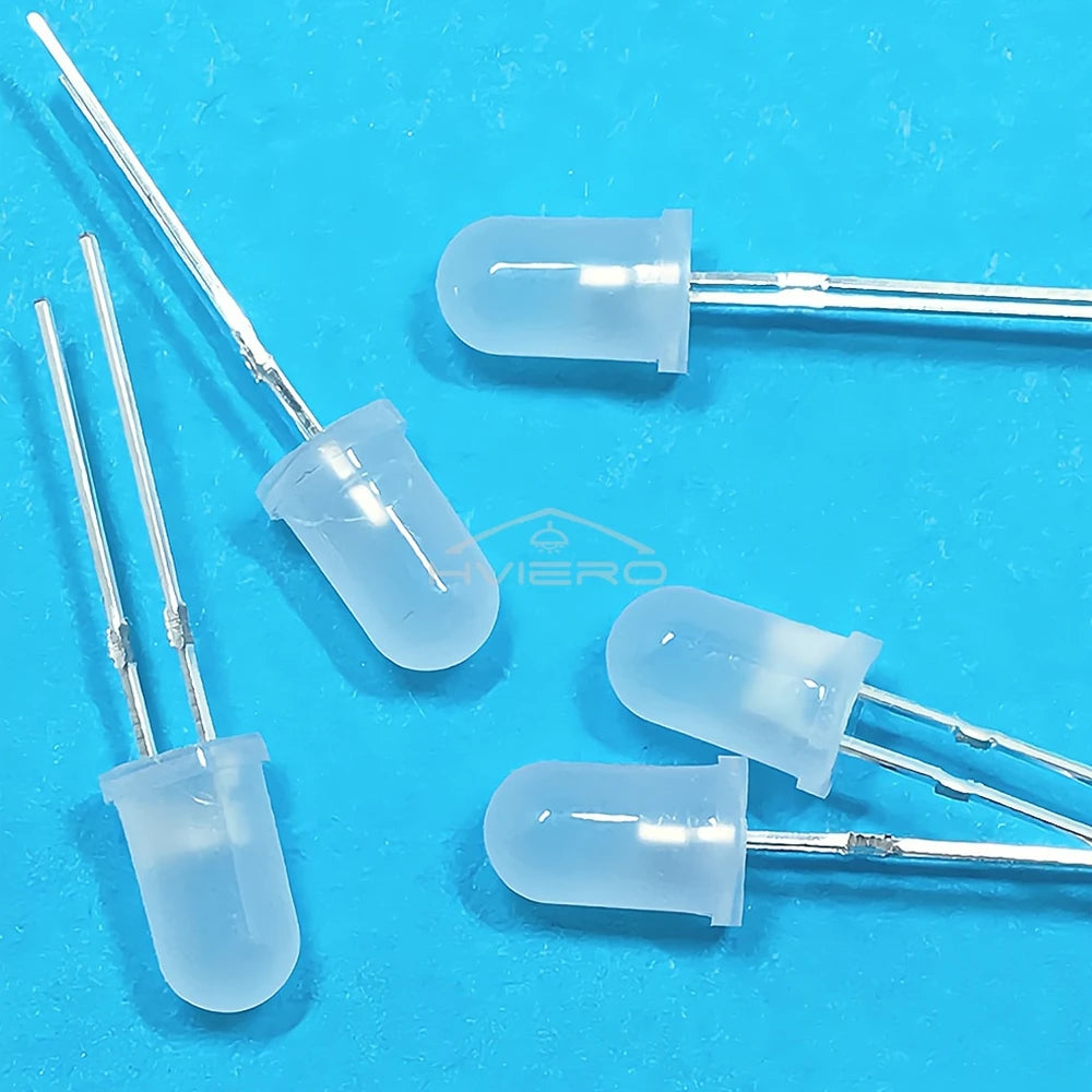 100pcs 5mm Round Diffused White Red Green Blue Yellow Warm Lightemitting Diode 2pin LED 6000~6500K Bulb Light Diodes Lamp 3V