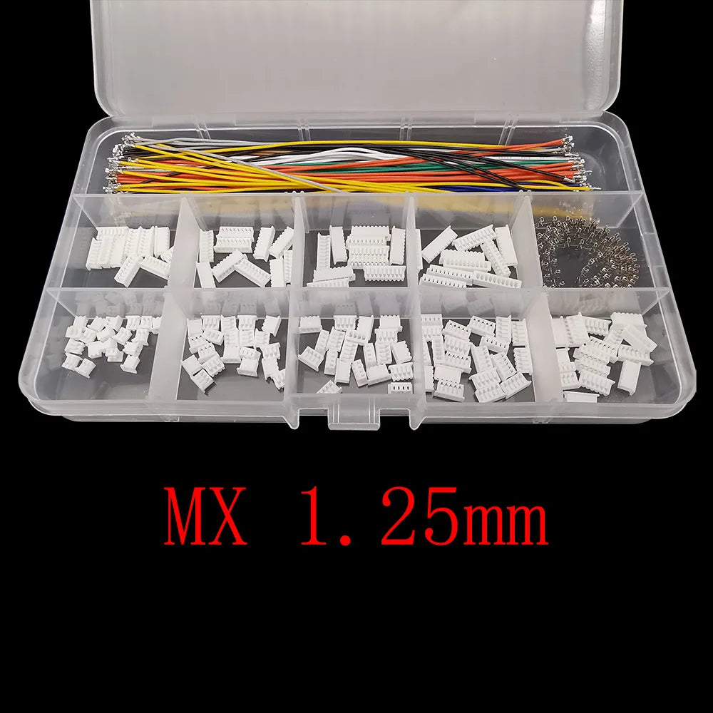 1Box Mini JST SH 1.0mm / MX 1.25mm / GH 1.25mm Pitch Female Housing Crimp Terminal Connector and Pre-Crimped 28AWG Cables Wires