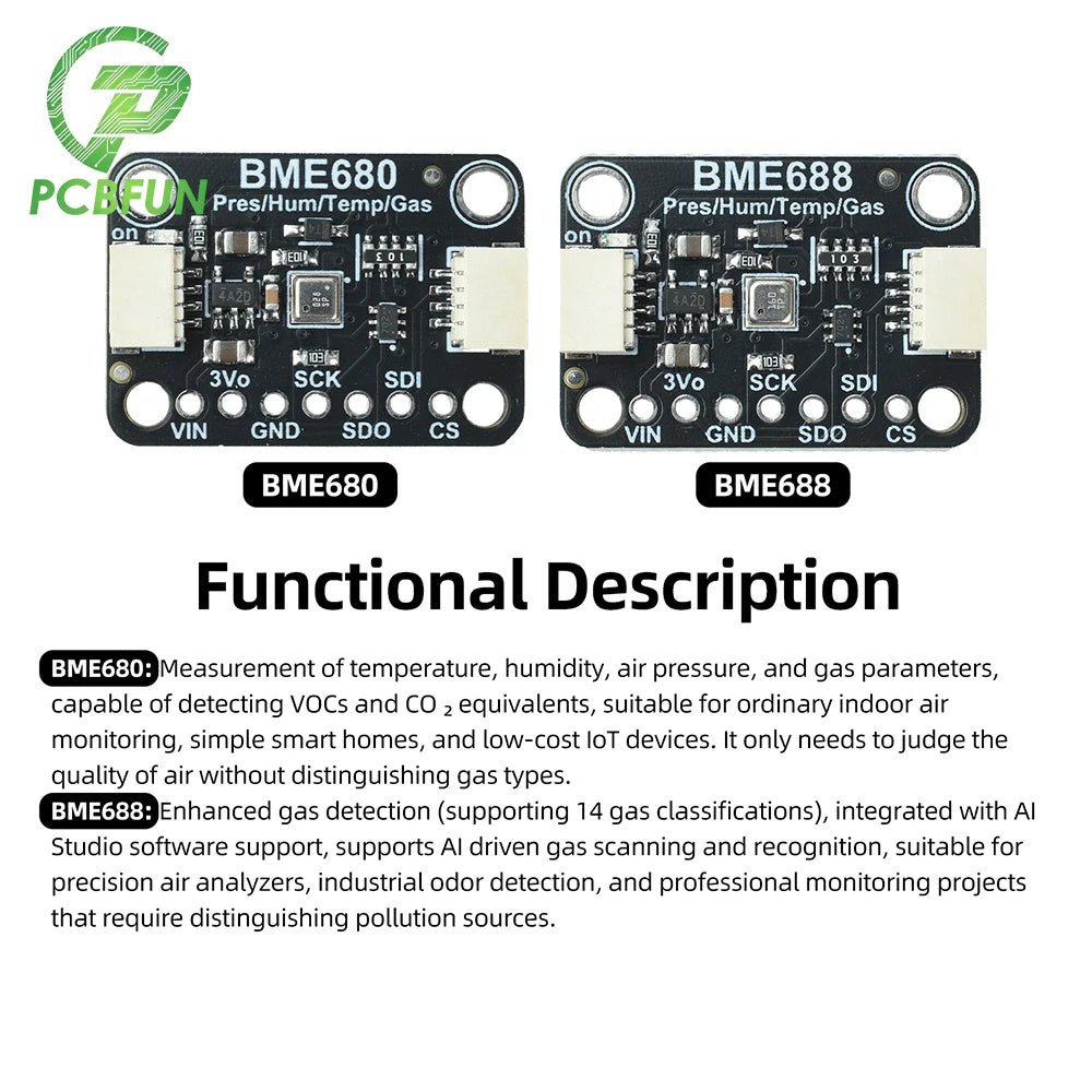 BME688 Sensor Module BME680 Air Quality Sensor VOC Temperature Humidity Pressure Sensor Low‑Power I2C Gas Sensor For Smart Home