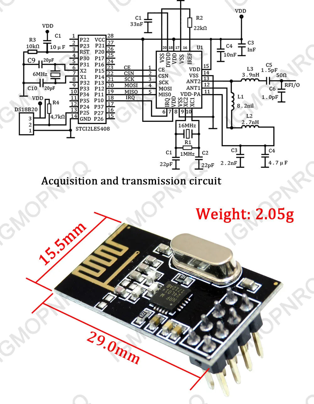 1pcs CH340T USB to Serial Port Adapter Board + 2.4G NRF24L01+ Wireless Module For Arduino