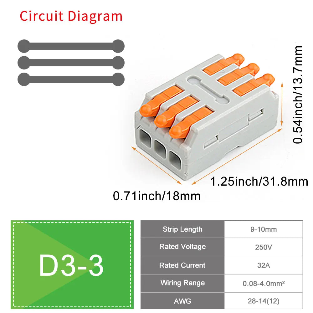 10/50 PCS Universal Compact Mini Fast Wire Connectors Lever Nut Crimp Splitter Electrical Conductors Push-in Home Terminal Block