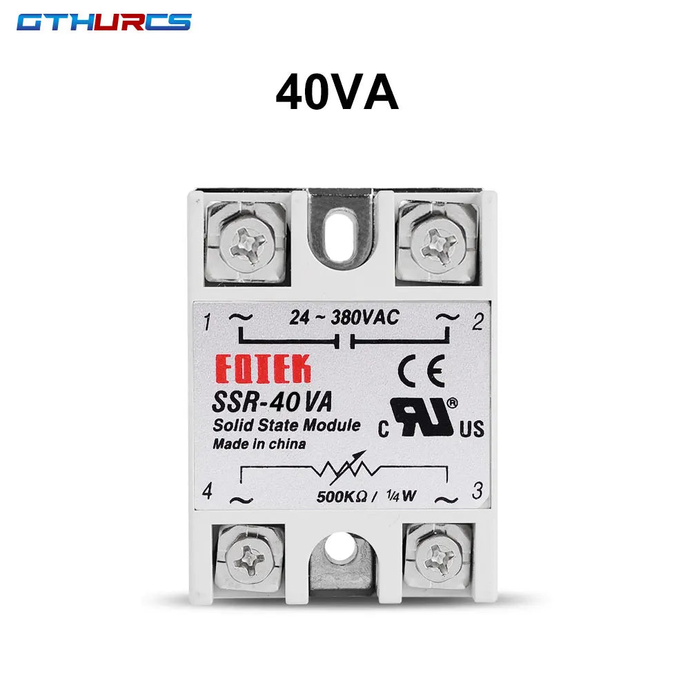 SSR 10VA 25VA 40VA  Solid State Relay Voltage Regulator 24-380V AC Output with Potentiometer 10A 25A 40A