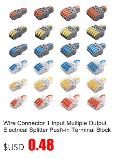 1PC Wire Connector Electric Universal Quick Conductor Splitter Push-in LED Cable Terminal Blocks Mountable Rail Junction Box