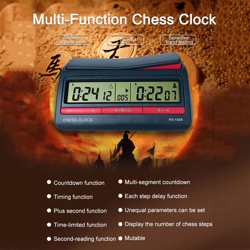 Chess Clock Professional Chess Digital Timer Multipurpose Chess Competition Game Stopwatch with Basic Bonus Count Up Down Timer